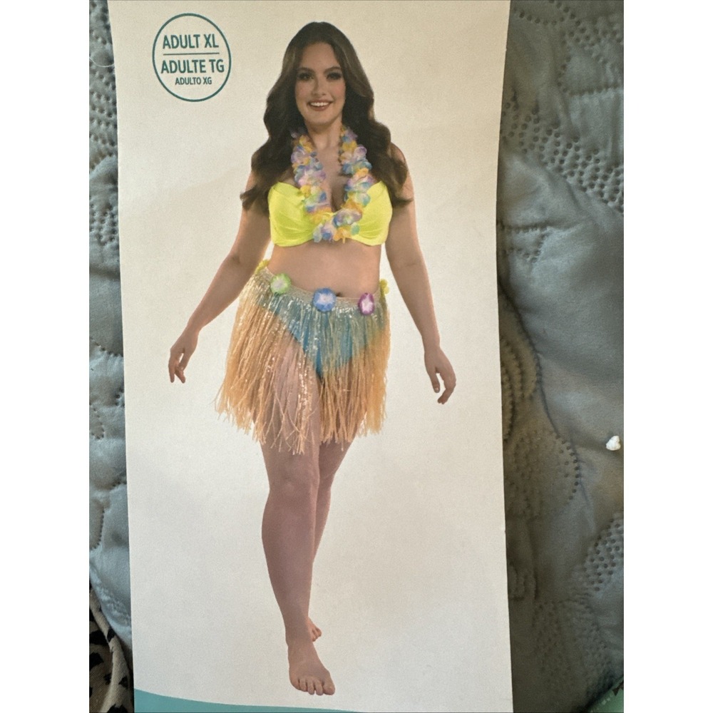 Hawaiian Luau‎ Flowered Adult XLarge Plastic Hula Skirt XL